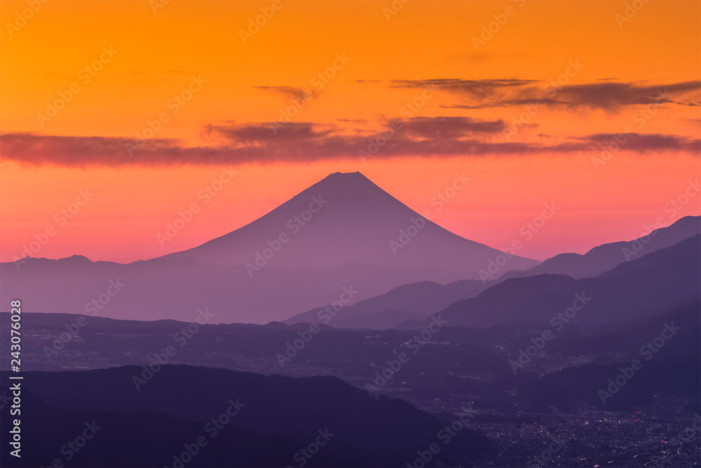 Mt.Fuji in winter sunrise seen from Nagano prefecture Mt.Fuji in winter sunrise seen from Nagano prefecture