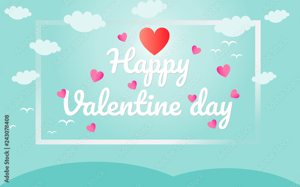 valentines day card with heart shaped modern design.Vector Illustration.