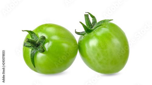 Green tomato isolated on white clipping path