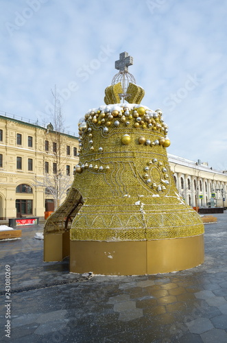 Moscow, Russia - January 9, 2019: New year's installation 