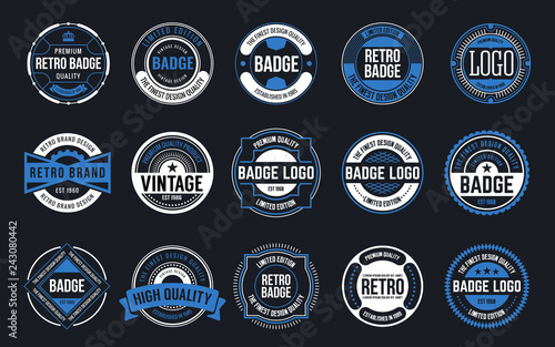 15 Retro Vintage Badges Design Collection. Vector illustration