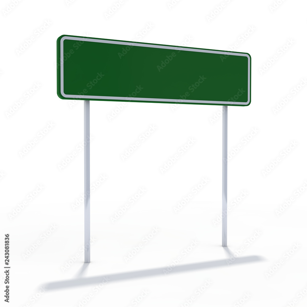 Blank green road sign or Empty traffic signs. 3D Blank green road sign or Empty traffic signs. 3D
