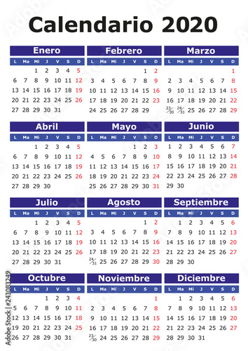 Spanish Calendar 2020