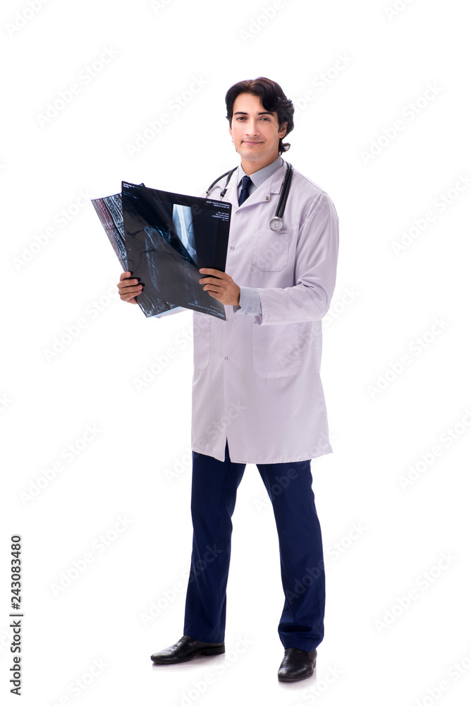 Young handsome doctor radiologist isolated in white Young handsome doctor radiologist isolated in white