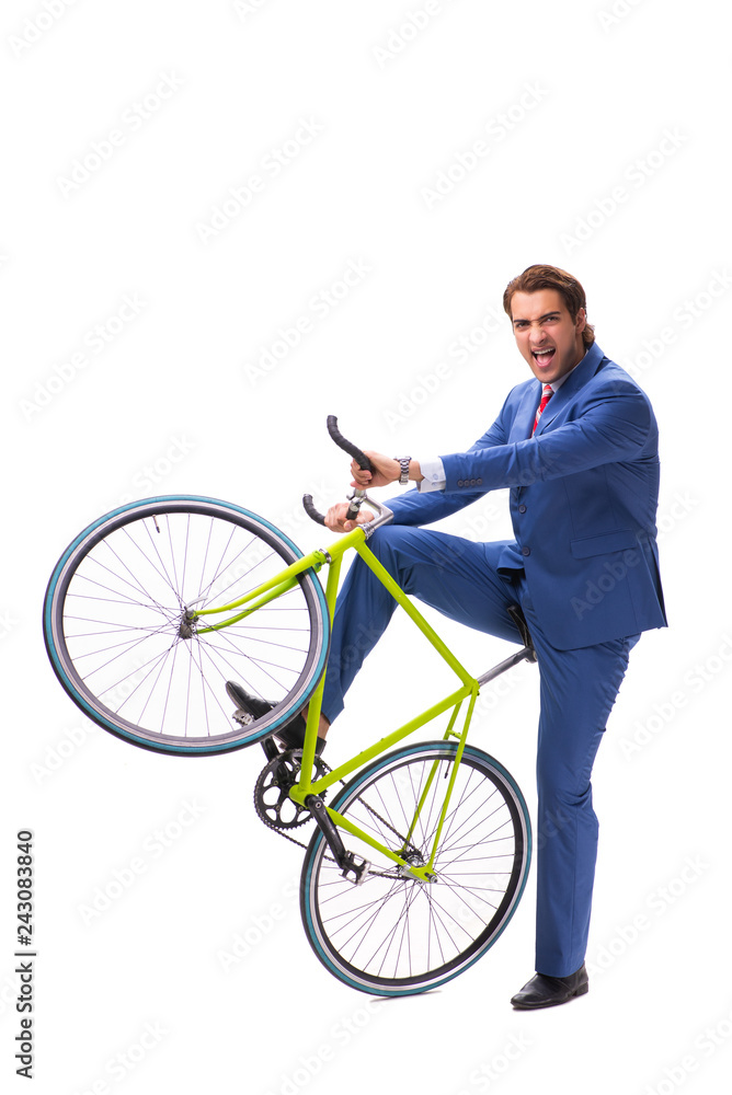 Young businessman using bike to commute to the office Young businessman using bike to commute to the office