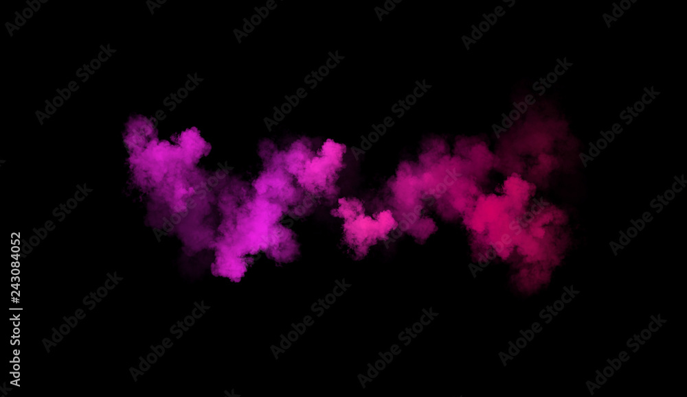 Colorful smoke on isolated black background. For club party flyer or printing,copy space .