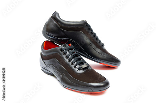 Black sporty shoes isolated on white background