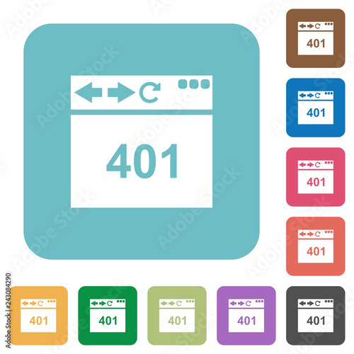 Browser 401 Unauthorized rounded square flat icons photo