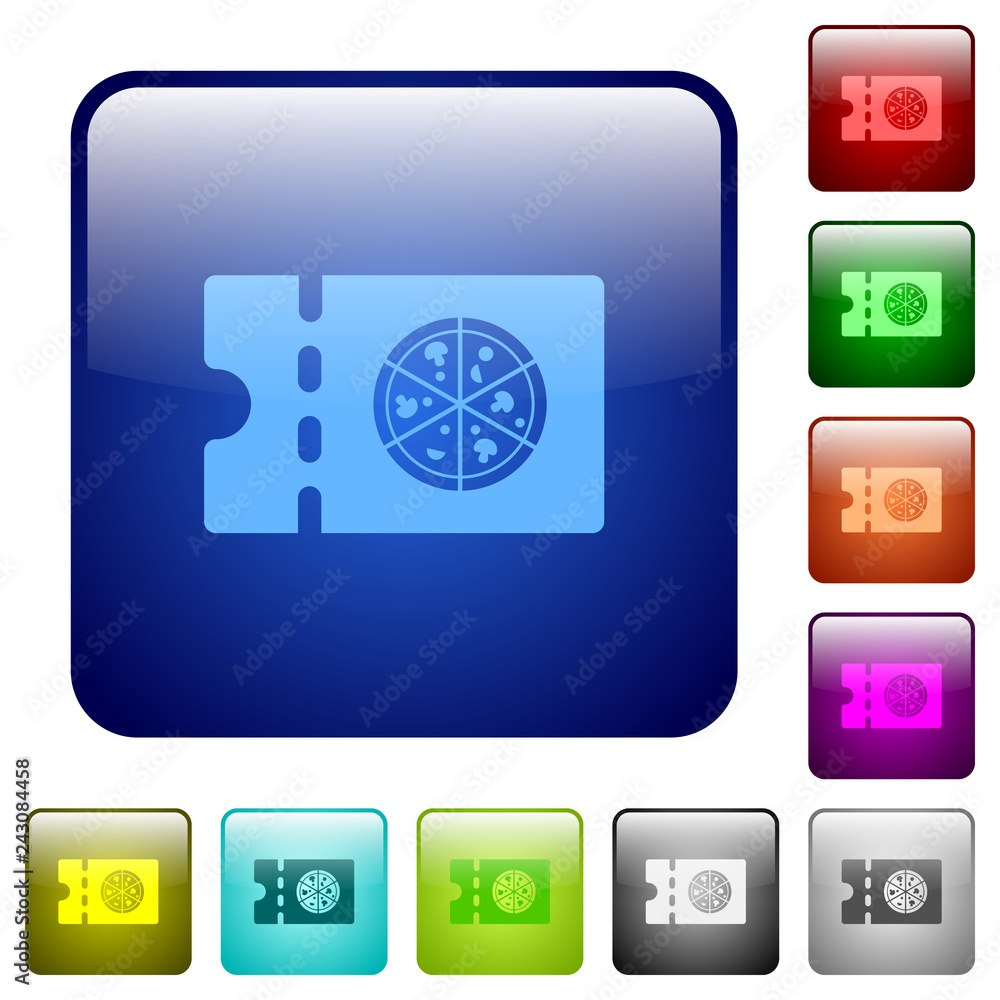 Pizzeria discount coupon color square buttons Pizzeria discount coupon color square buttons