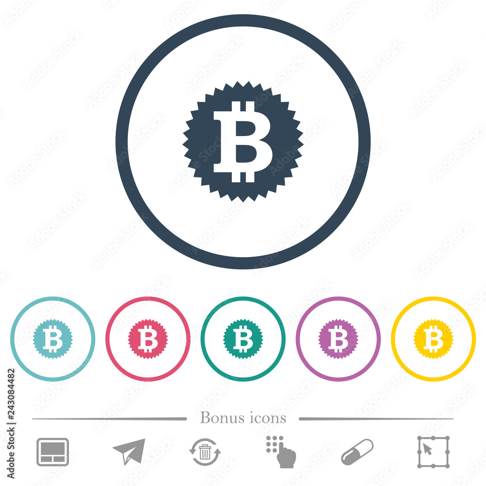 Bitcoin sticker flat color icons in round outlines