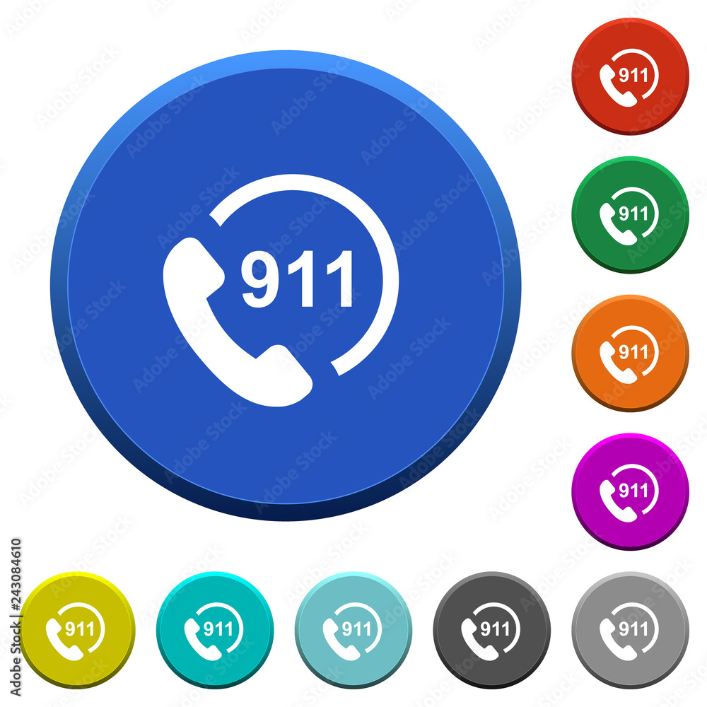 Emergency call 911 beveled buttons Emergency call 911 beveled buttons