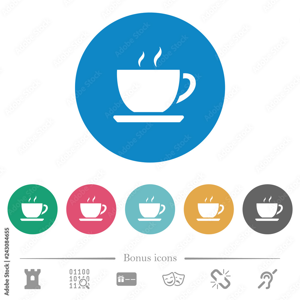 Cup of coffee flat round icons Cup of coffee flat round icons