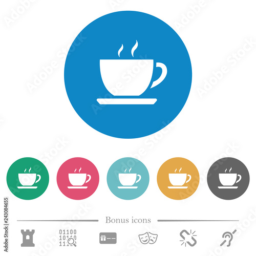 Cup of coffee flat round icons photo
