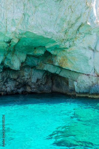 Greece, Zakynthos, Beautiful famous blue caves of the island