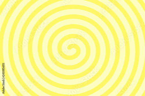 Simple yellow background. Spiral in retro pop art style