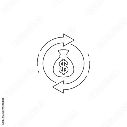 Financial turnover. Vector linear icon on white background.