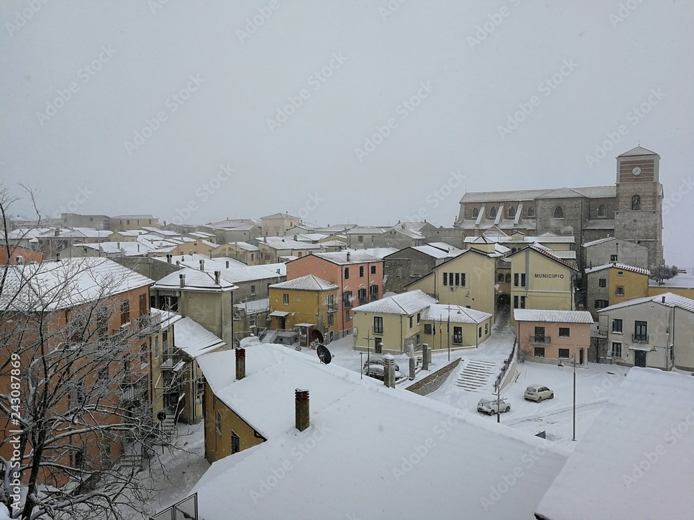 Sant'Angelo dei Lombardi - Scorcio invernale del borgo dal castello Sant'Angelo dei Lombardi - Scorcio invernale del borgo dal castello