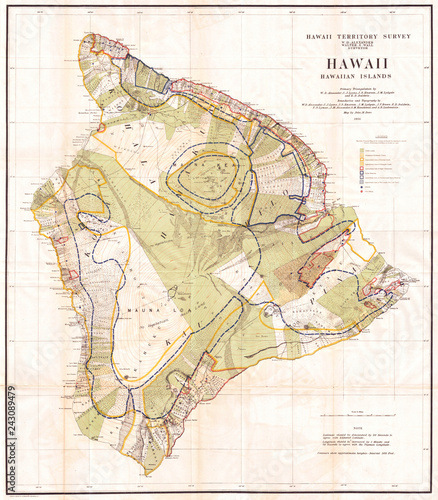 Old Map of the Island of Hawaii 1901, Land Office