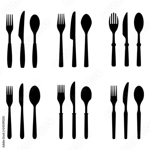Fork, knife and spoon silhouettes