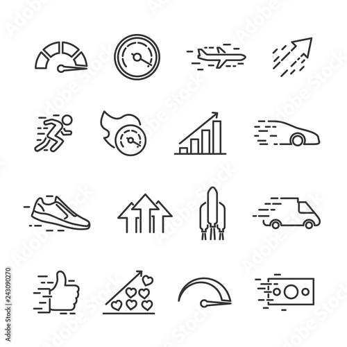 Vector illustration set of speed line icons.