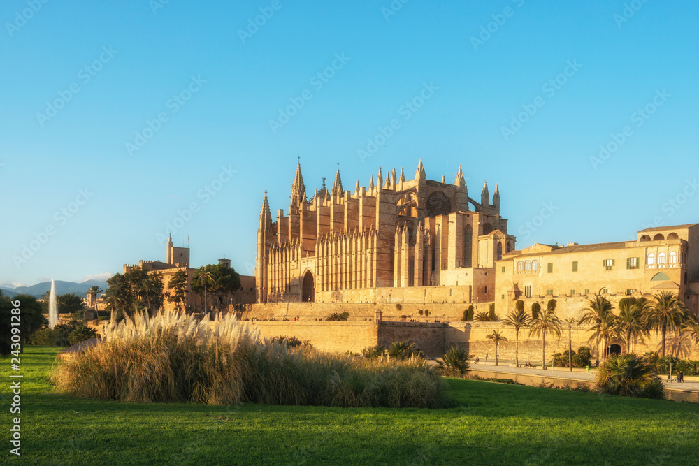 Old Cathedral of Santa Maria in Palma de Mallorca. Winter view. Balearic islands, Spain
