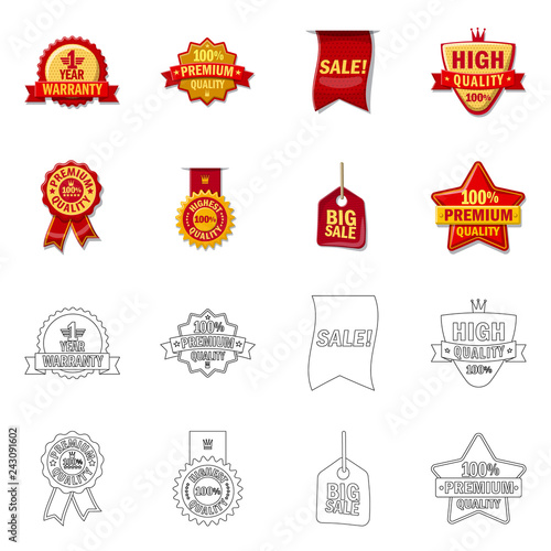 Isolated object of emblem and badge logo. Set of emblem and sticker stock symbol for web.