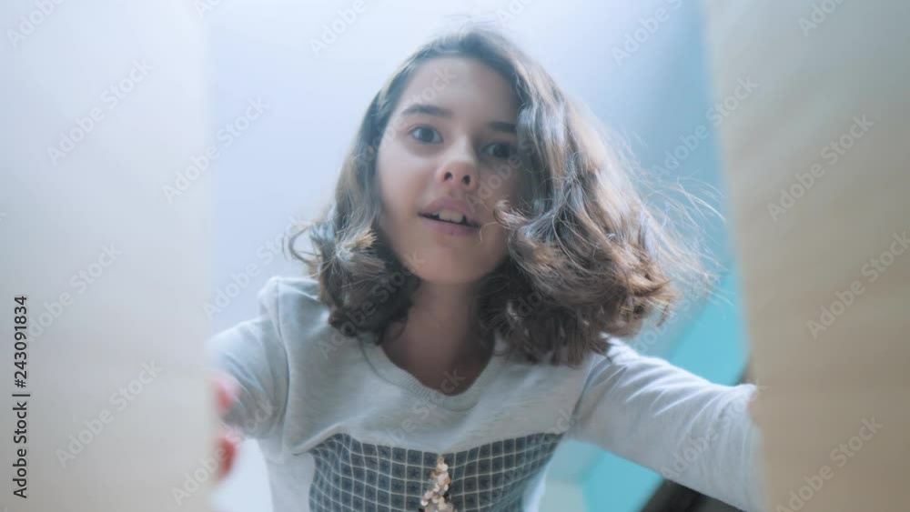 schoolgirl cexperiencing joy happiness surprise. emotion positive concept children. slow lifestyle motion video. girl teen surprised with joy happiness ecstatic in disbelief emotional expression schoolgirl cexperiencing joy happiness surprise. emotion positive concept children. slow lifestyle motion video. girl teen surprised with joy happiness ecstatic in disbelief emotional expression