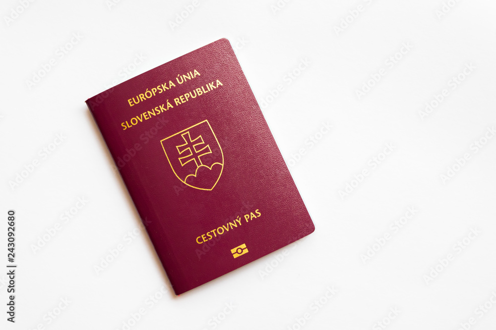 Slovak passport on white background Slovak passport on white background