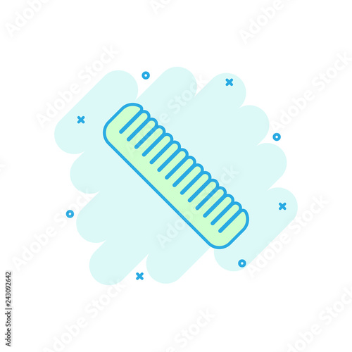 Hair brush icon in comic style. Comb accessory vector cartoon illustration pictogram. Hairbrush business concept splash effect.