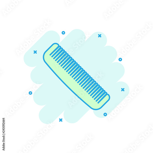 Hair brush icon in comic style. Comb accessory vector cartoon illustration pictogram. Hairbrush business concept splash effect.