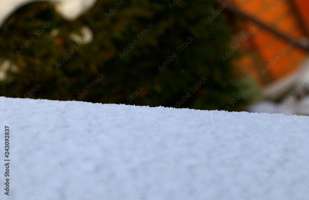 Blurred Natural background. Snow and ice texture closeup.