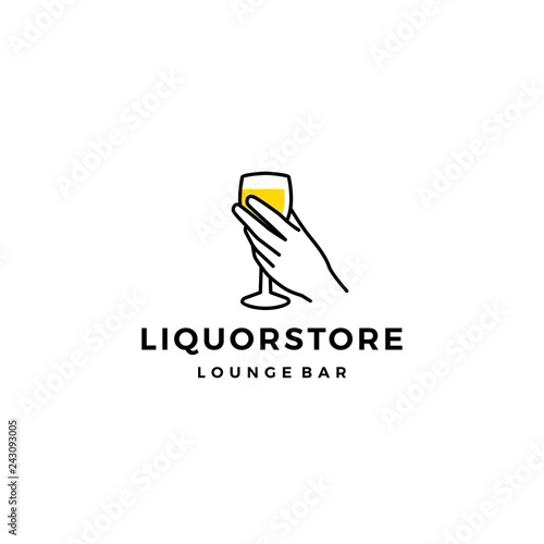 liquor store shop cafe beer wine logo vector icon illustration