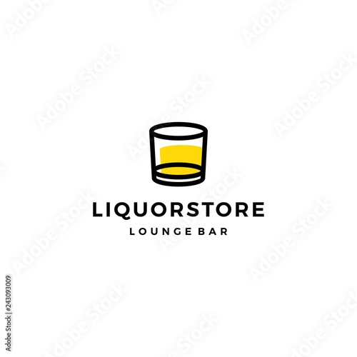 liquor store shop cafe beer wine logo vector icon illustration