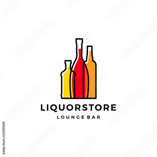 liquor store shop cafe beer wine logo vector icon illustration