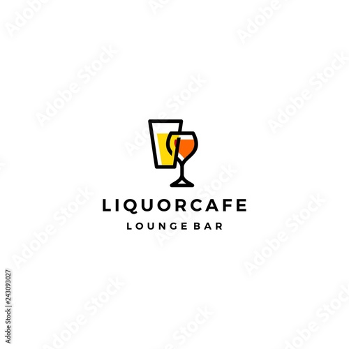 liquor store shop cafe beer wine logo vector icon illustration