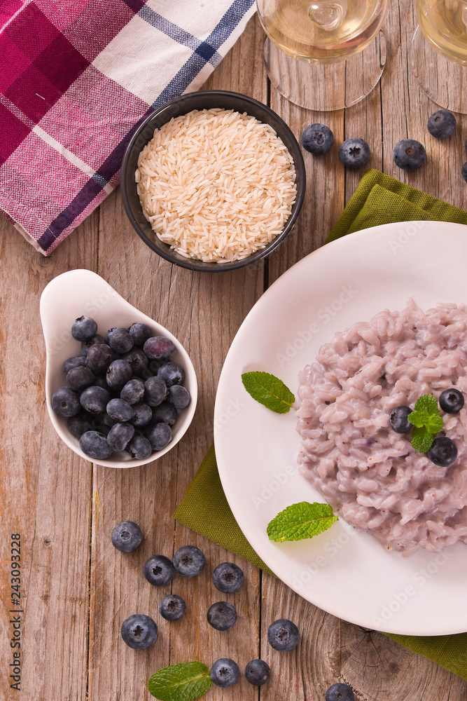 Blueberry risotto with mascarpone. Blueberry risotto with mascarpone.