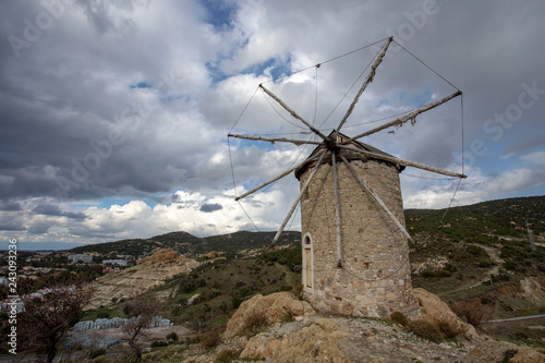Travel concept photo  Turkey Izmir Foca windmill