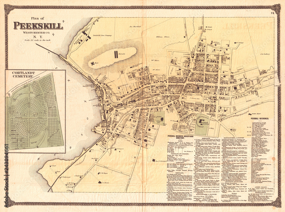 Map of Peekskill, Westchester, New York, 1867 Beers