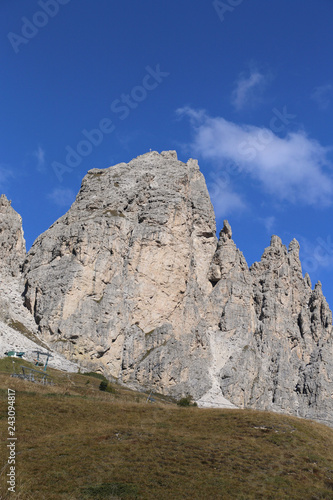 alpine landscape at Dolomites viewed from Gardena Pass, Italy
