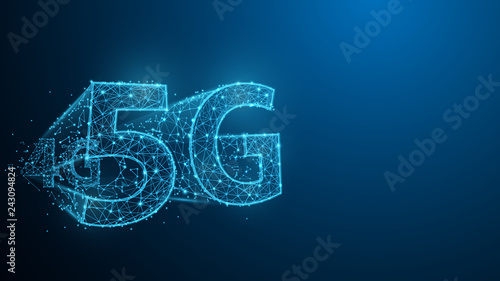 5G technology form lines, triangles and particle style design. Illustration vector