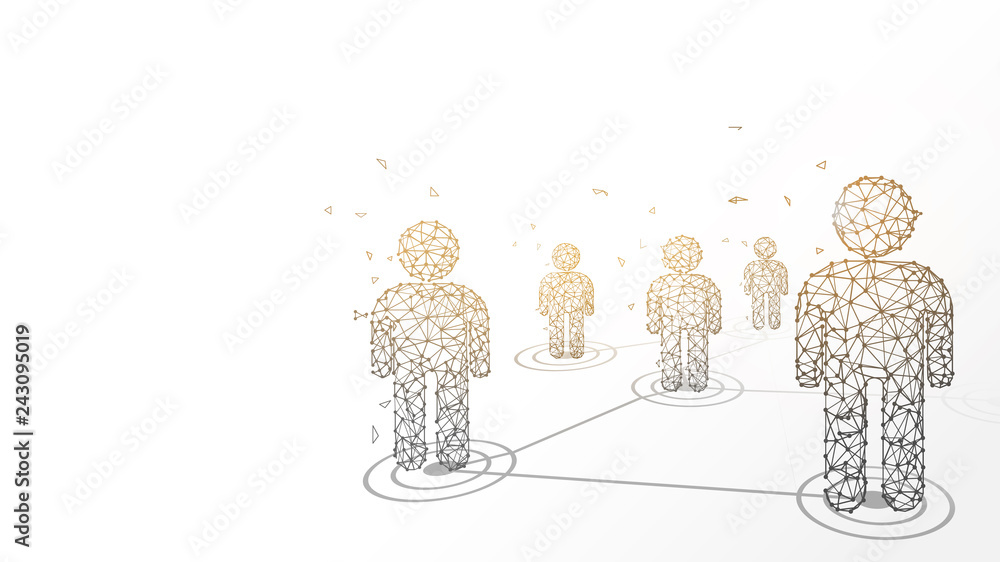 Connecting people form lines, triangles and particle style design. Illustration vector - obrazy, fototapety, plakaty 