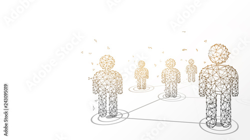 Connecting people form lines, triangles and particle style design. Illustration vector