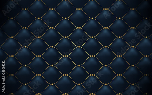 Leather texture. Abstract polygonal pattern luxury dark blue with gold