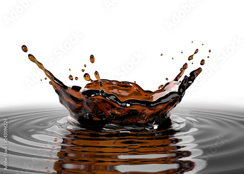 Liquid coffee crown splash close up. On white background. © matis75