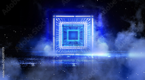 Neon square, light cube, in...