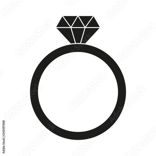 Black and white diamond ring silhouette