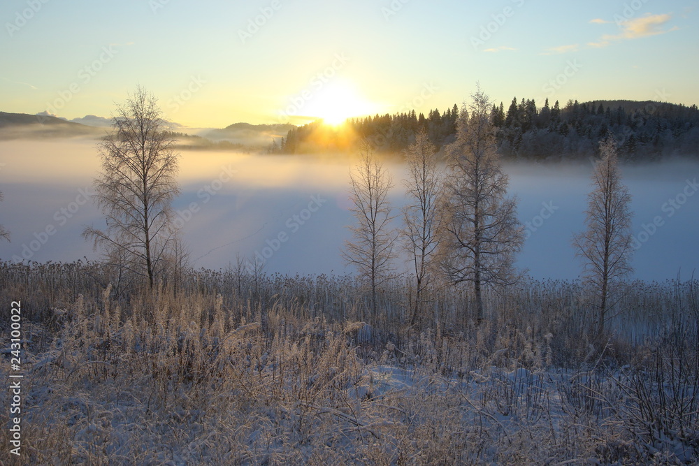 Fototapeta premium Höga Kusten Nordingra Schweden Winterzeit