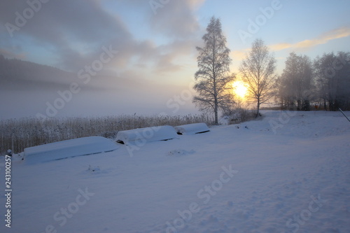 Höga Kusten Nordingra Schweden Winterzeit