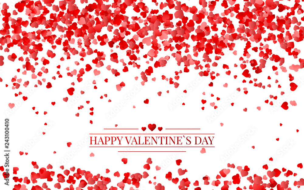 Obraz premium Vector realistic isolated heart confetti on the transparent background for decoration and covering. Concept of Happy Valentine's Day, wedding and anniversary