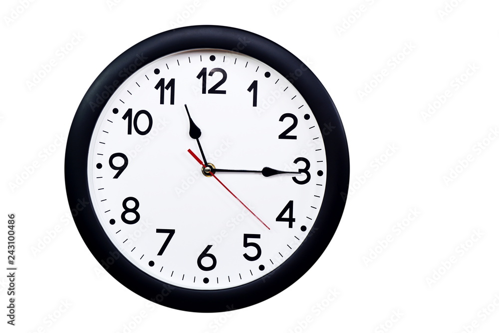 Time concept with black clock at a quarter past eleven Time concept with black clock at a quarter past eleven